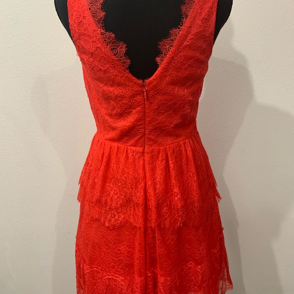 BCBG MAX AZRIA WILLA POPPY RED LACE DRESS - Picture 5 of 8